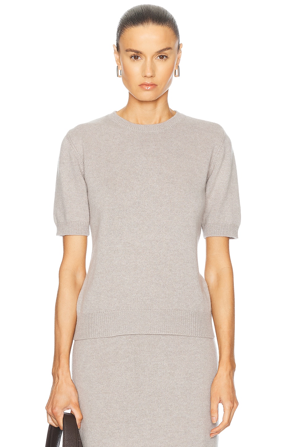 TOVE Lura Short Sleeve Knit Top in Grey - Grey.  M also in
