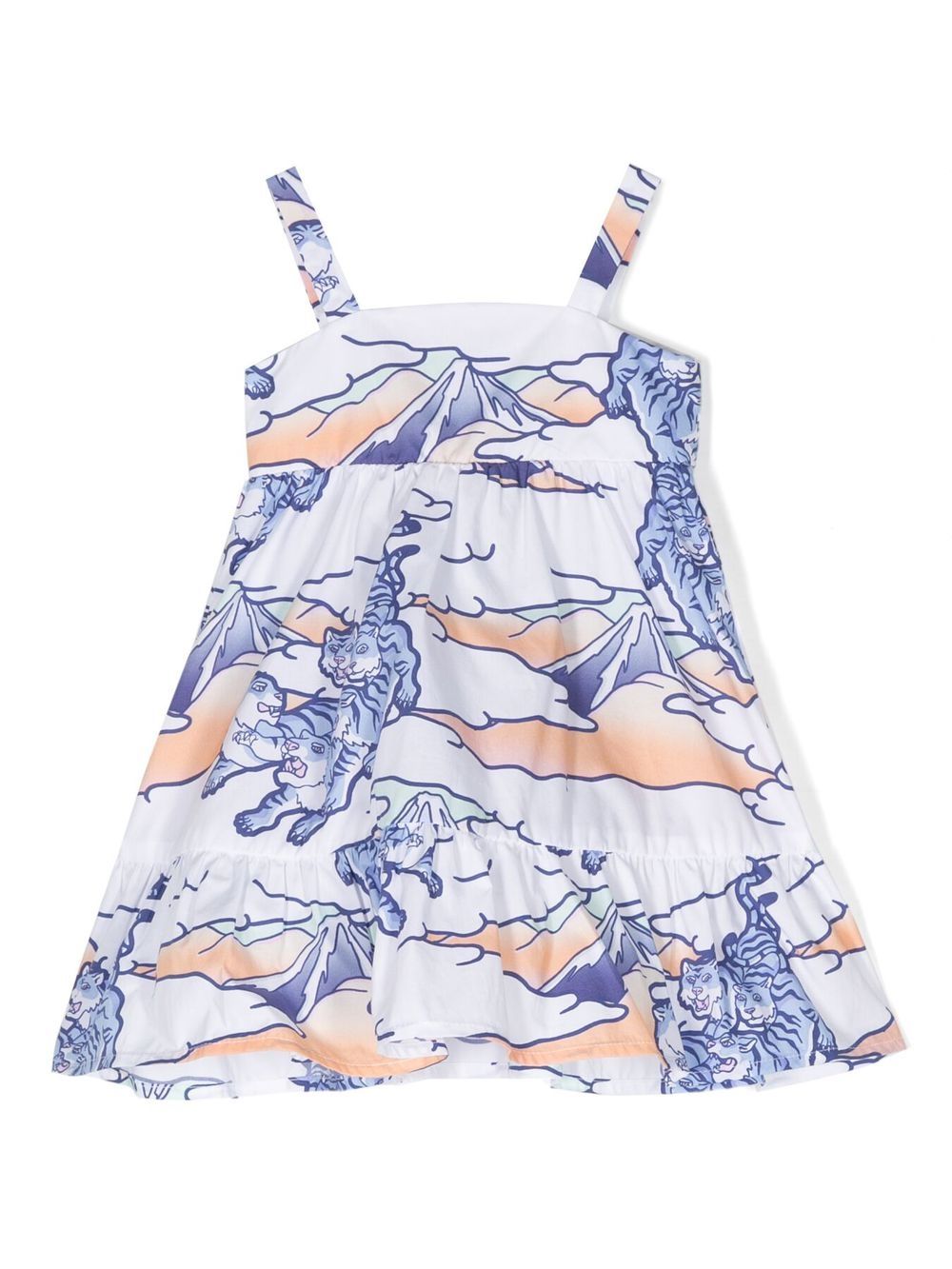 Cotton graphic-print dress - White