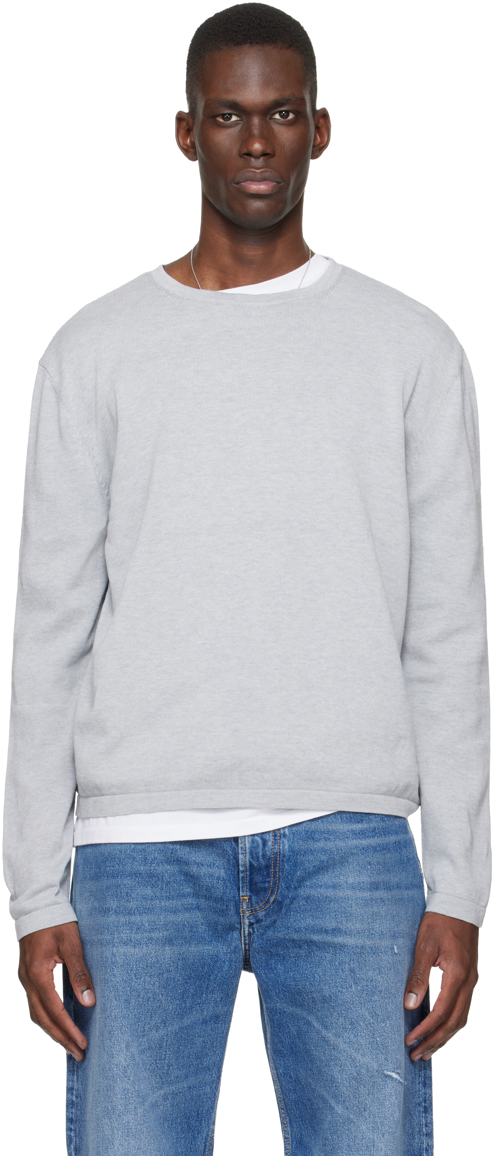 Gray Long Sleeve Crewneck T-shirt