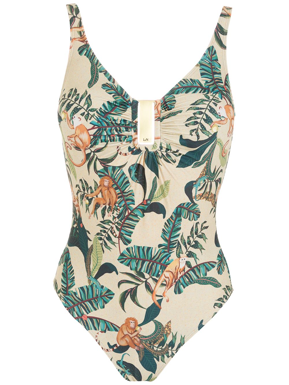 Mirassol leaf-print swimsuit - Neutrals