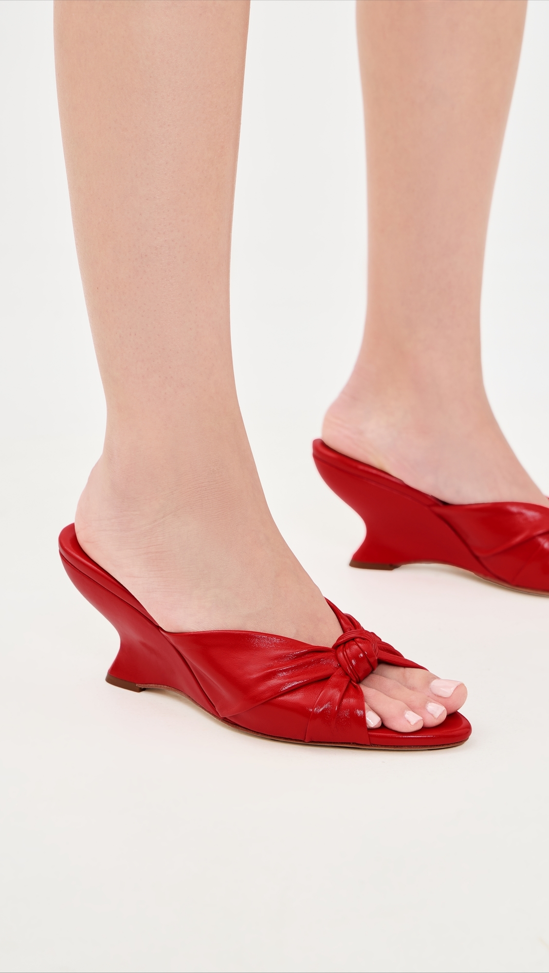 Marsy Angled Wedge Sandals Red
