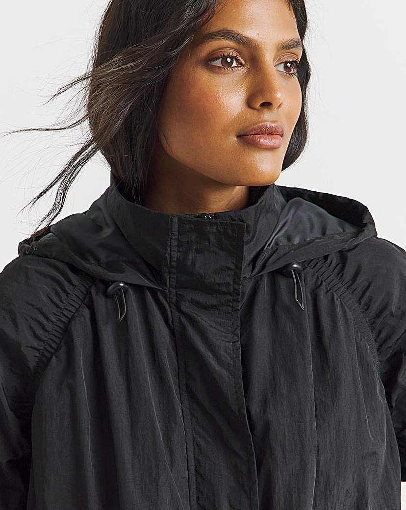 Black Pocket Detail Parachute Parka