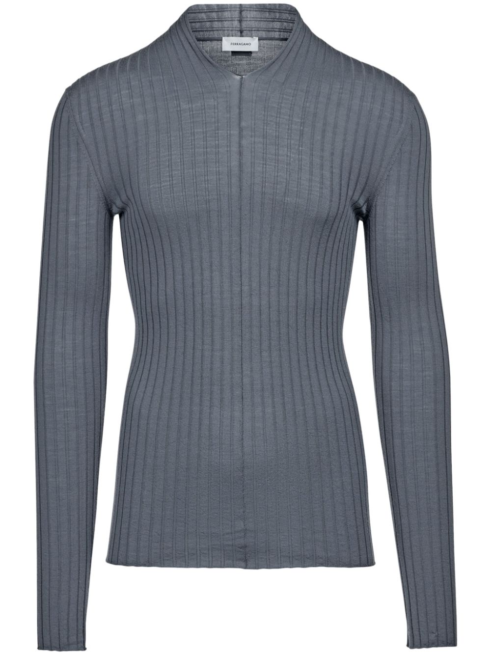 V-neck ribbed-knit jumper - Grey