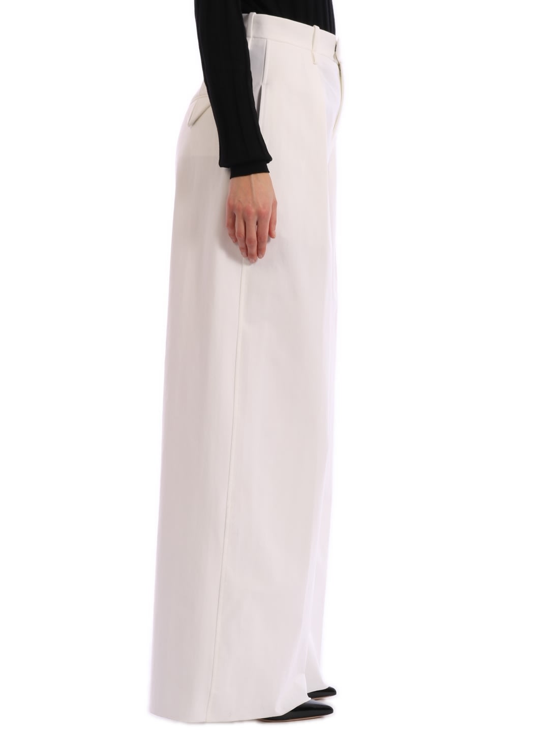 High-waisted wide-leg trousers
