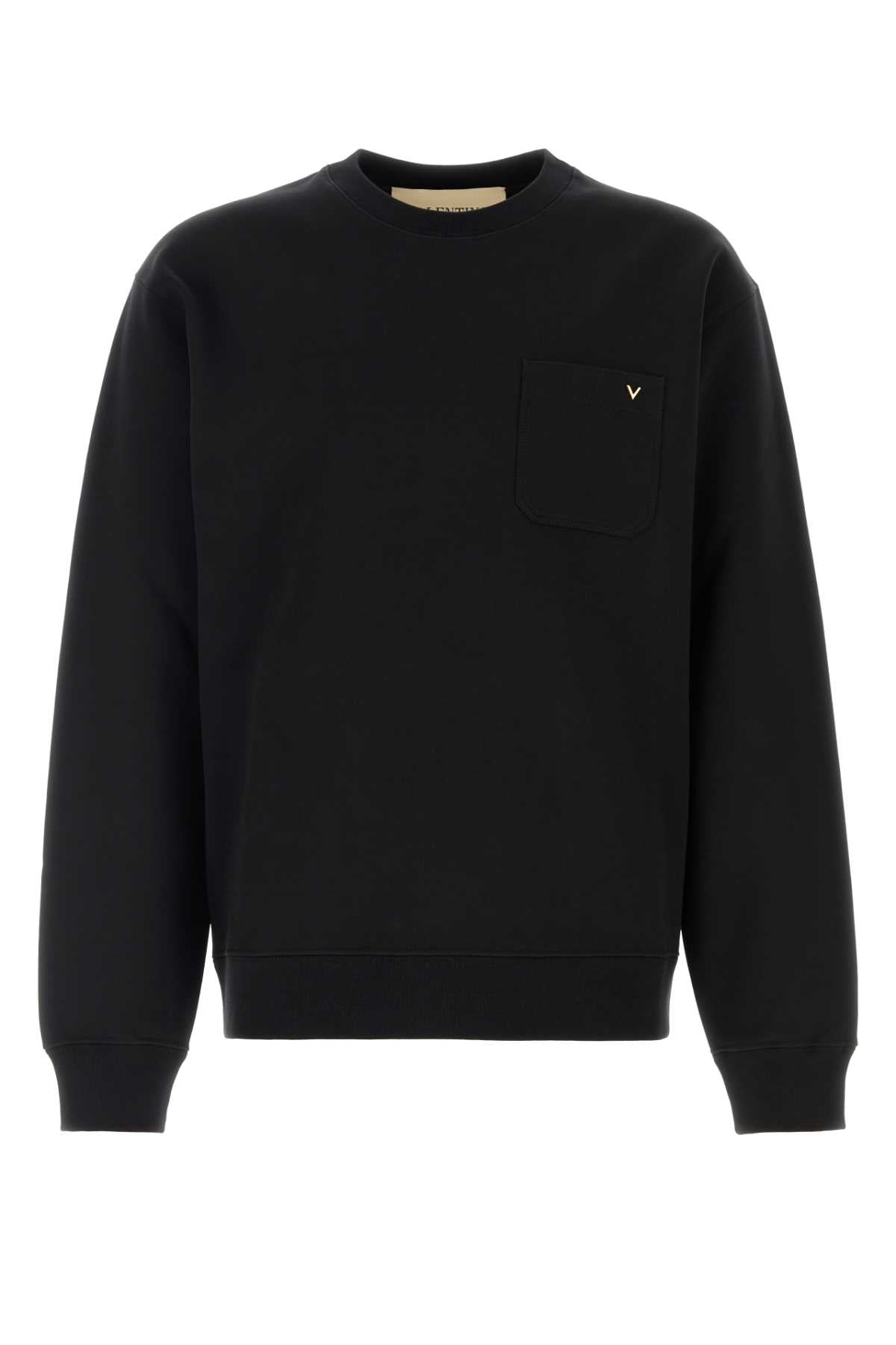 Cotton Crew-Neck Sweatshirt — Black