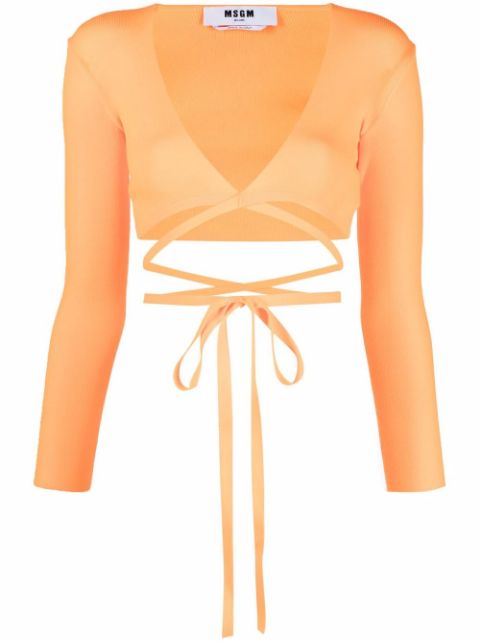 Wrap knitted crop top