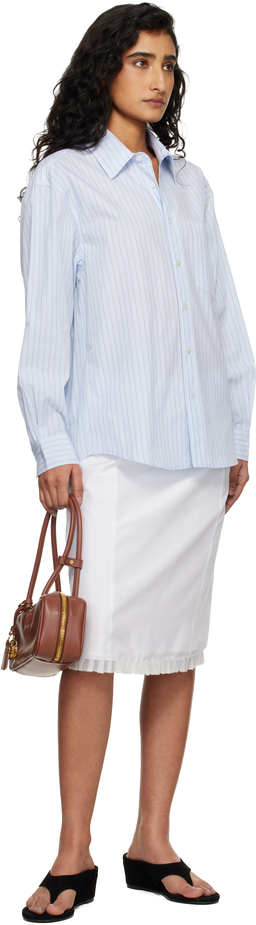 Blue Oversized Striped Shirt