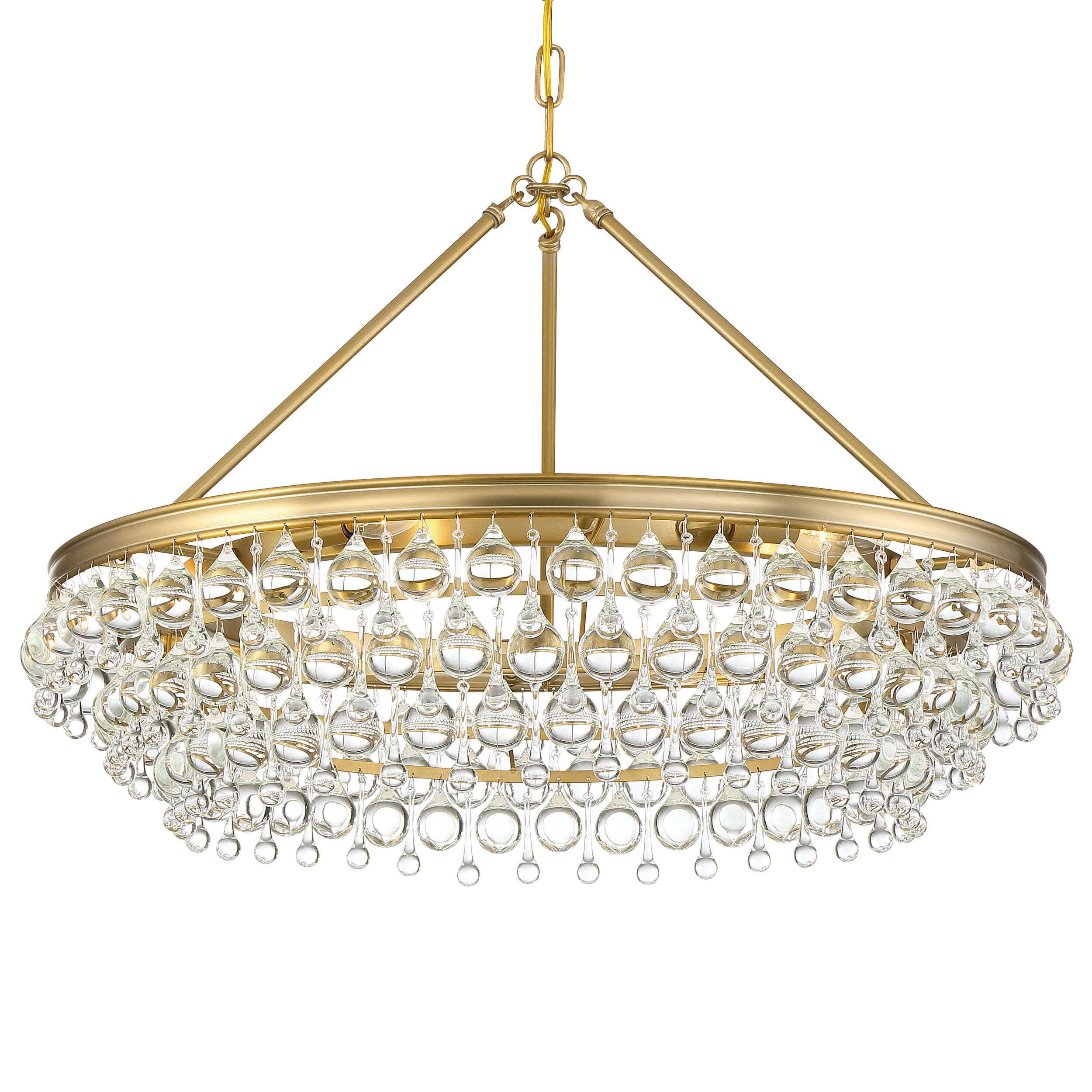 Calypso 6-Light 20" Transitional Chandelier in Vibrant Gold with Clear Glass Drops Crysta