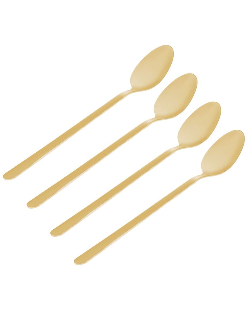 Set Of 4 Lola Matte Gold 18/0 Stainless Steel Iced Tea