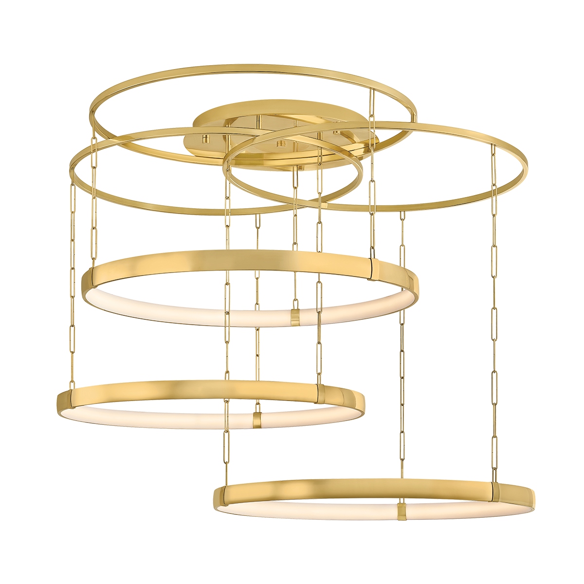 Vintage Polished Brass LED Chandelier from the Chiasso Collection