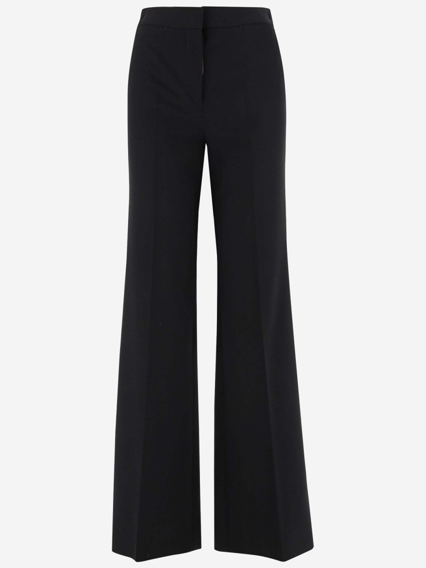 Wide-leg wool trousers - Black