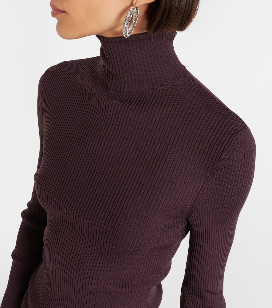 Ribbed-knit virgin wool turtleneck top