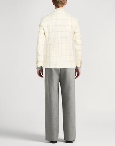 Man Blazer White Size 40 Linen, Virgin Wool