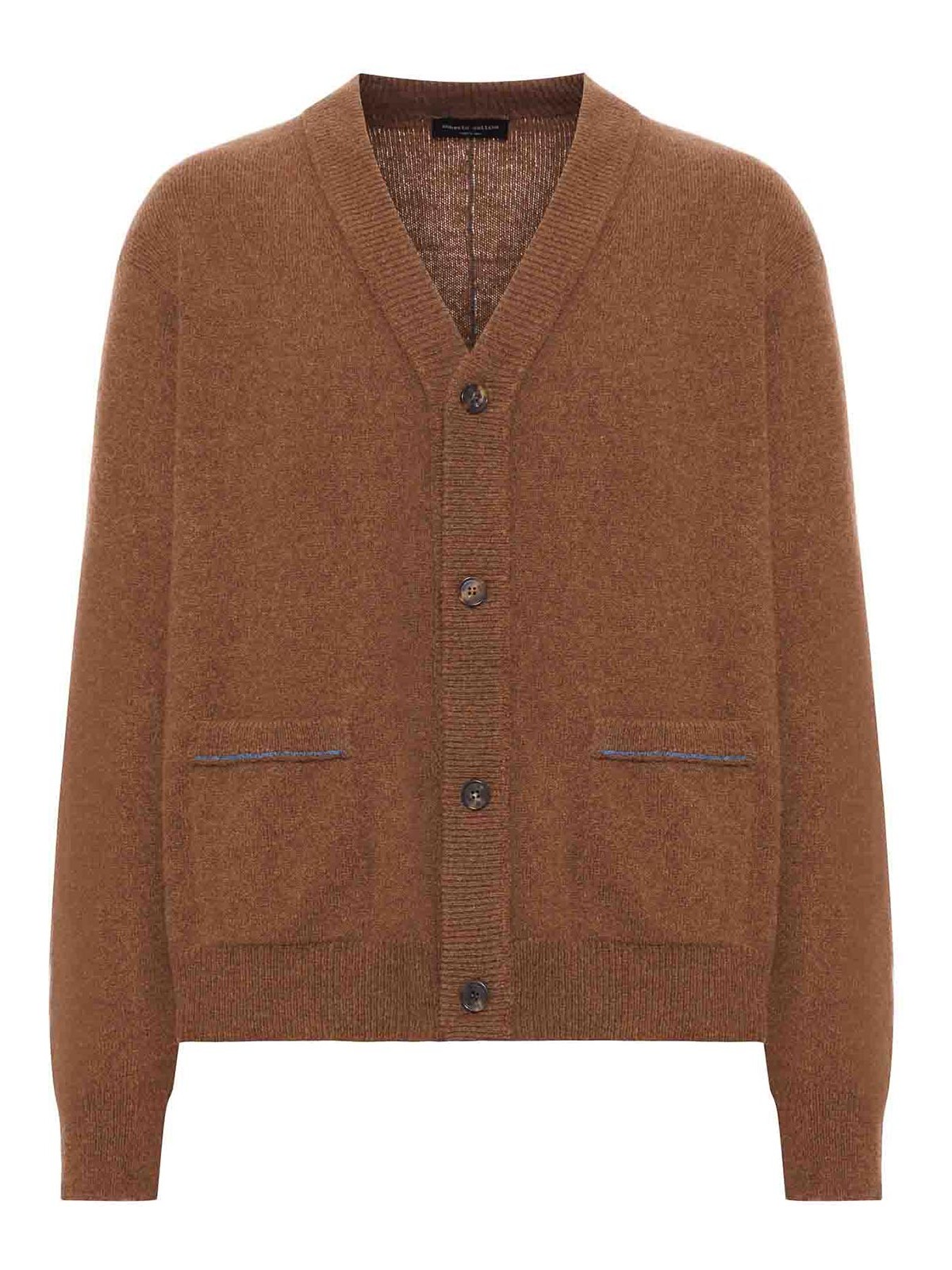 Wool Cardigan With Contrast Stitching