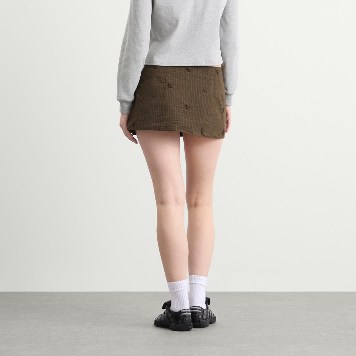 Women's Rosette Mini Skirt in Ivy Check