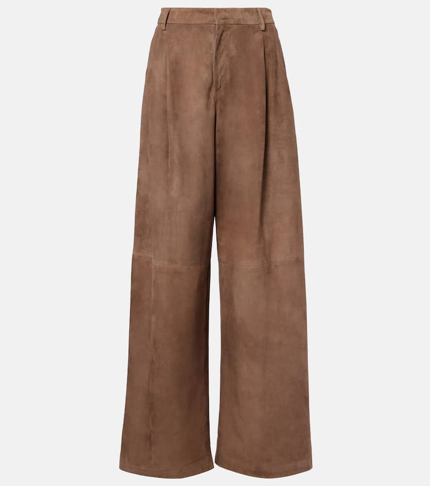 Brando high-rise suede wide-leg pants