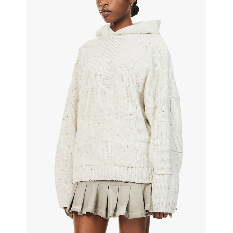 Womens Neutral Marl Communion Relaxed-fit Knitted Hoody 