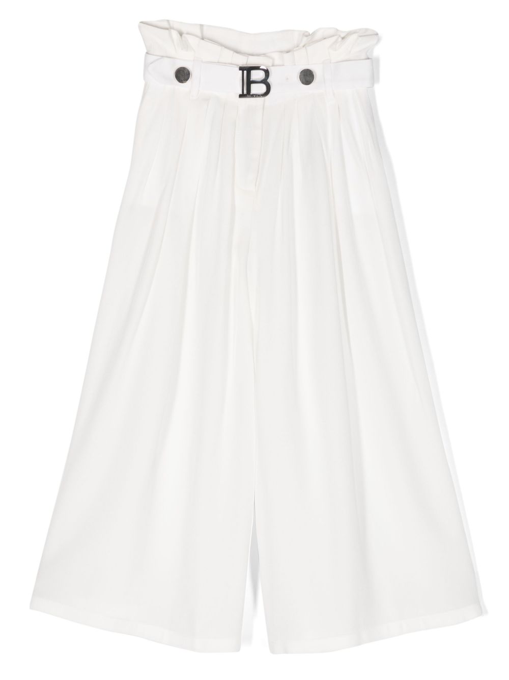 Paperbag-waist wide-leg trousers - White