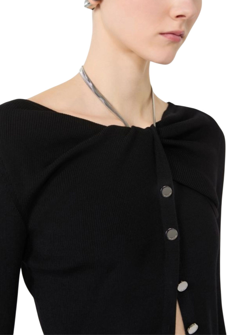 Black Boat Neck Cardigan