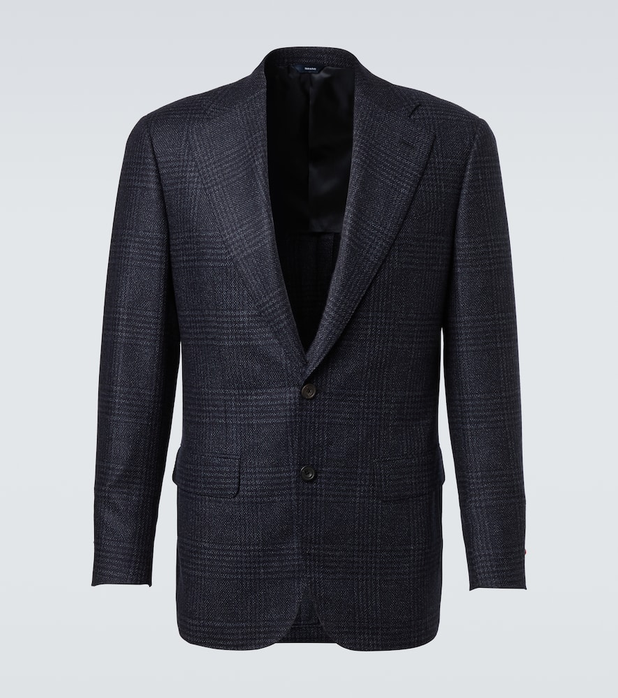 Checked wool and silk blazer