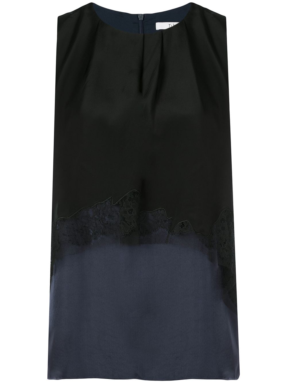 Patchwork sleeveless layered blouse - Blue