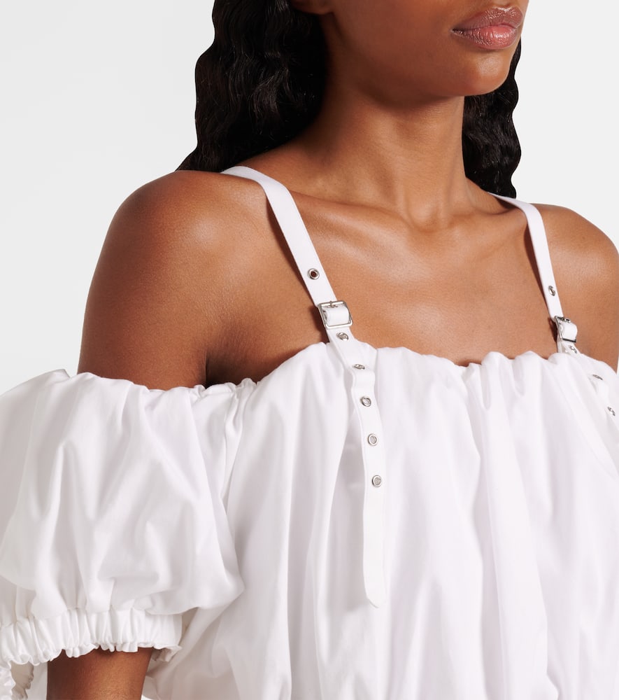 Off-shoulder cotton poplin midi dress