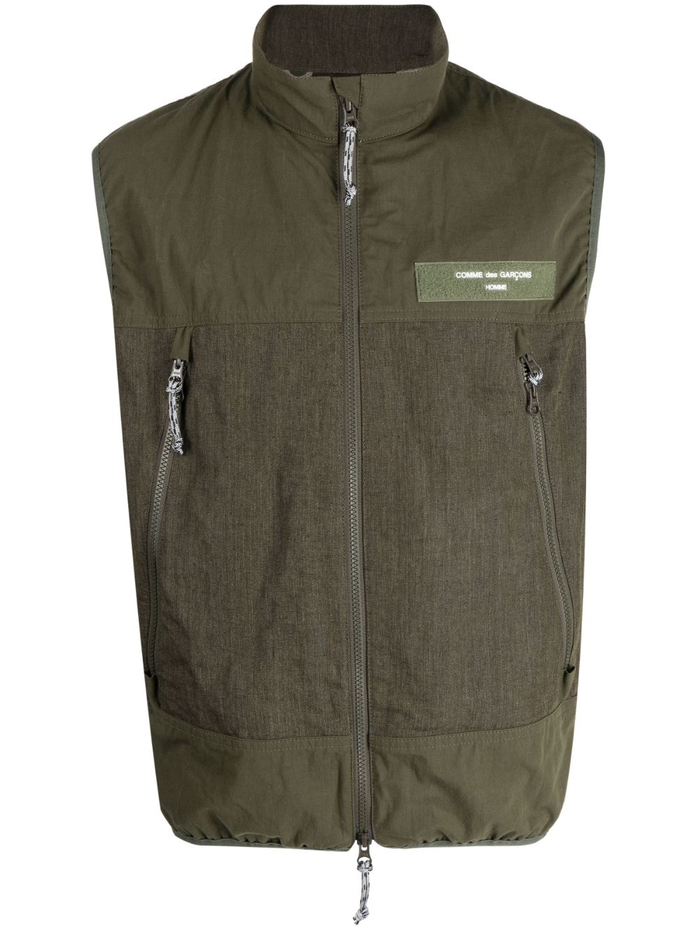 Logo-patch zip-up gilet - Green