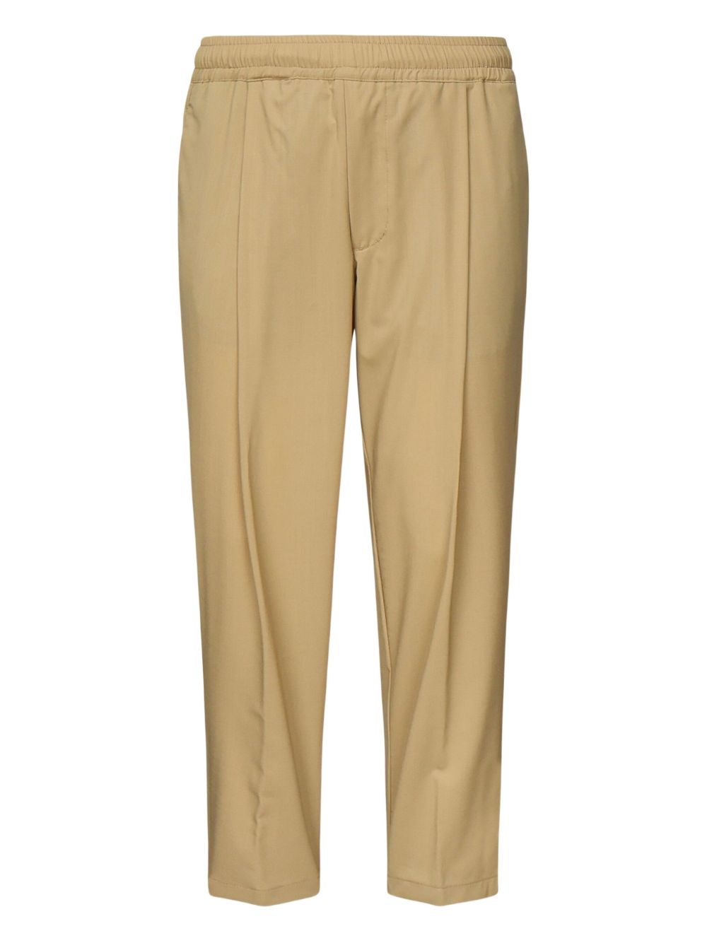 Pleated-detail elastic-waist trousers - Brown