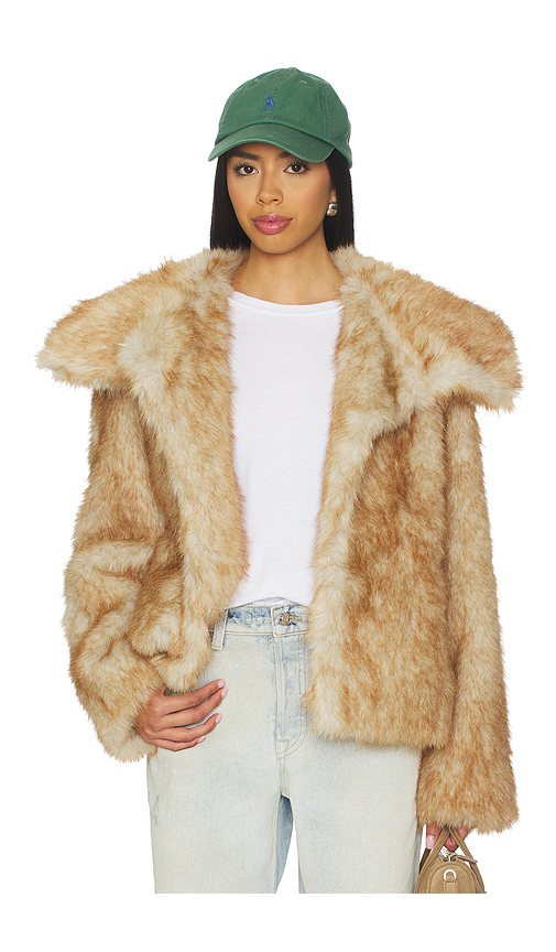 Lovers and Friends Elsa Faux Fur Jacket in Brown. L. Also in XXS, XS, S