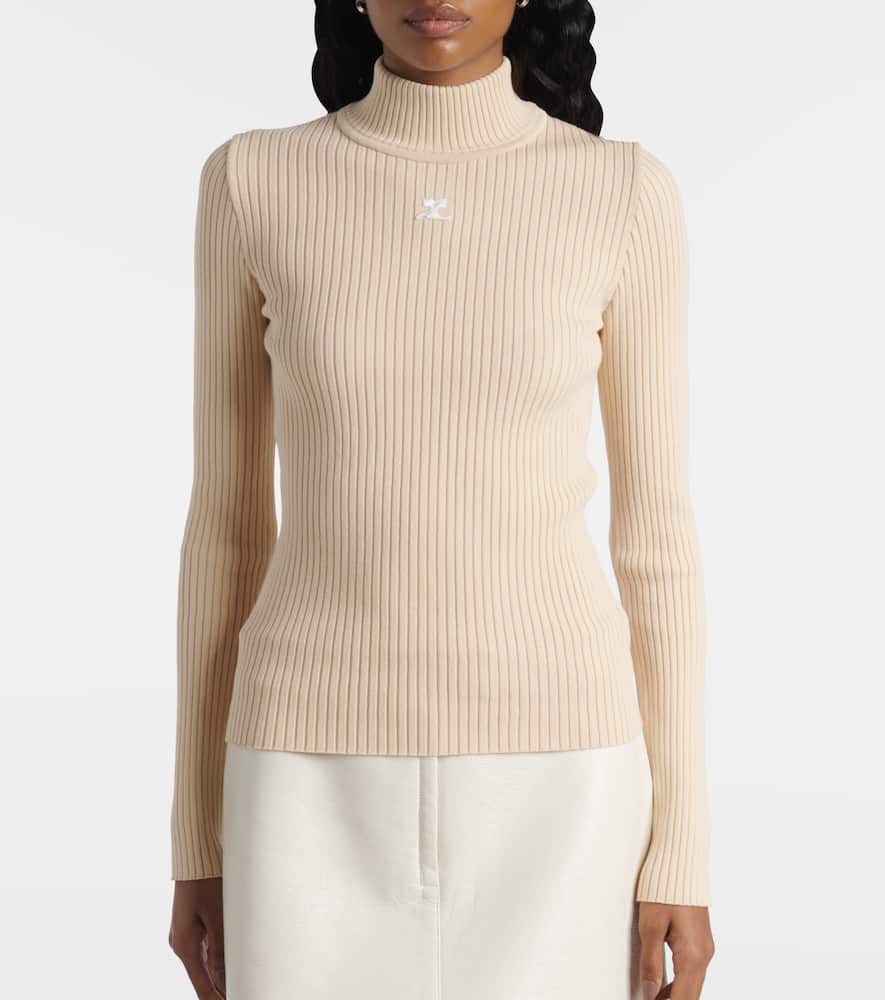 Courrèges Reedition ribbed-knit mockneck sweater