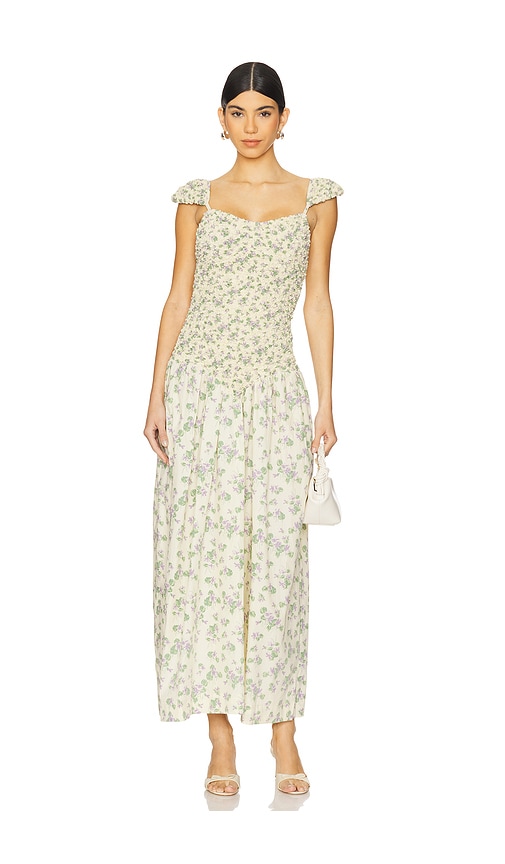 SWF Cap Sleeve Mottled Max Dress in Cream,Green. -  XS also in L