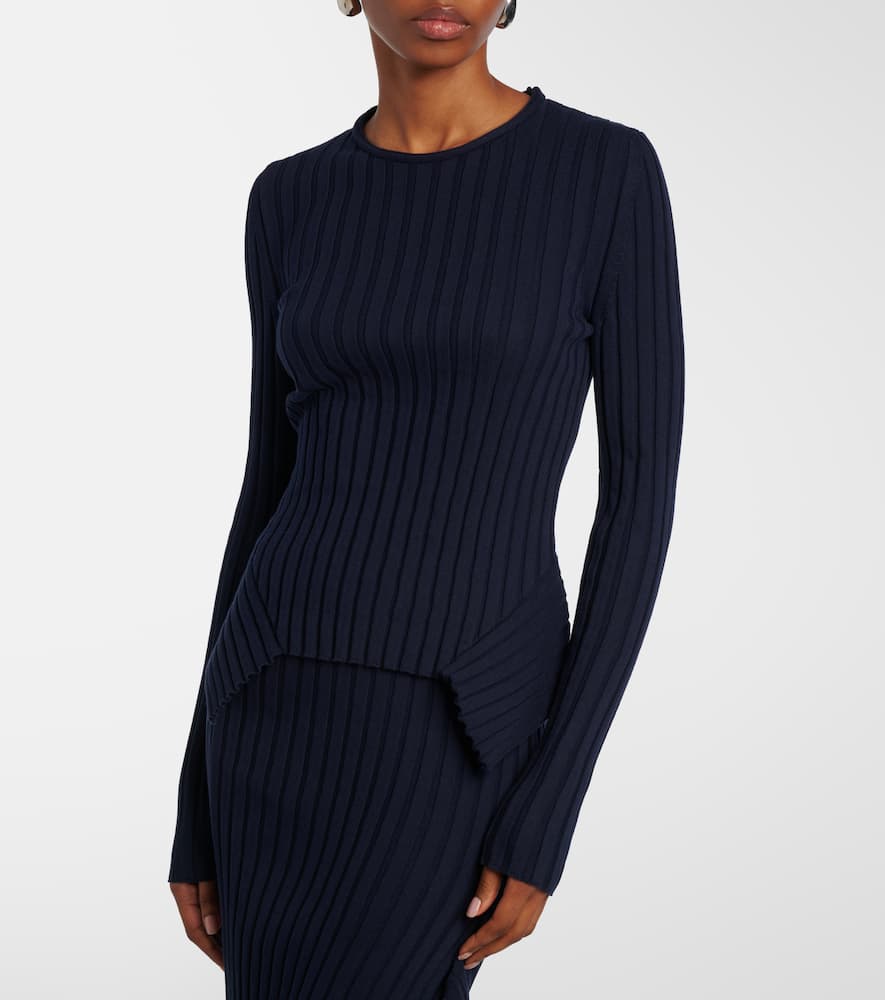 Ribbed-knit cotton sweater