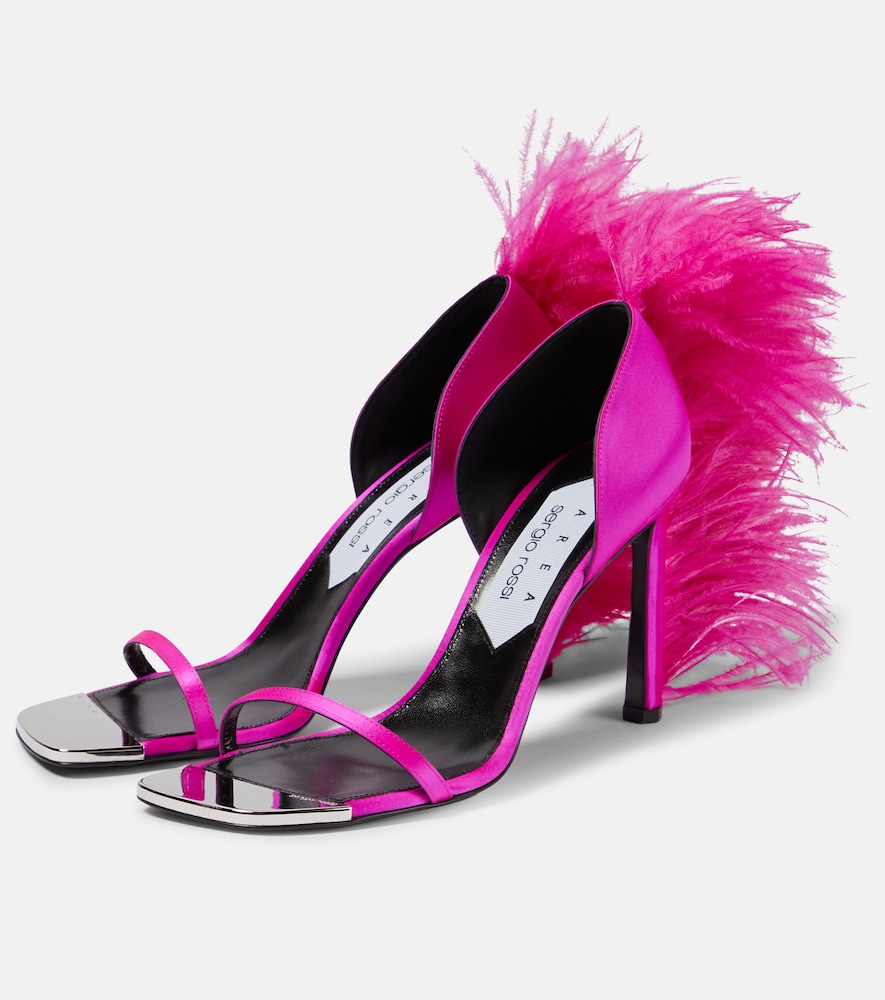 Area X Sergio Rossi Amazon feather-trimmed sandals