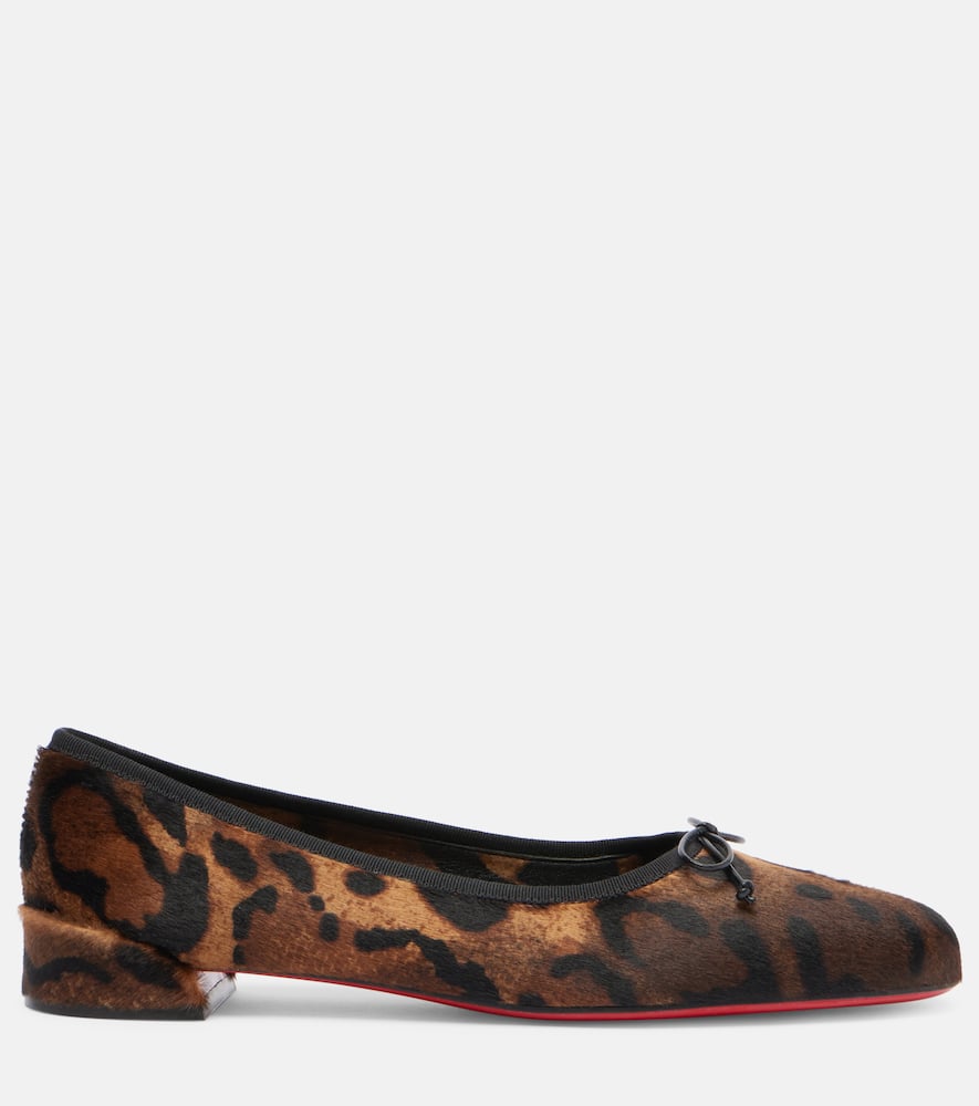 Leopard-print calf hair ballet flats