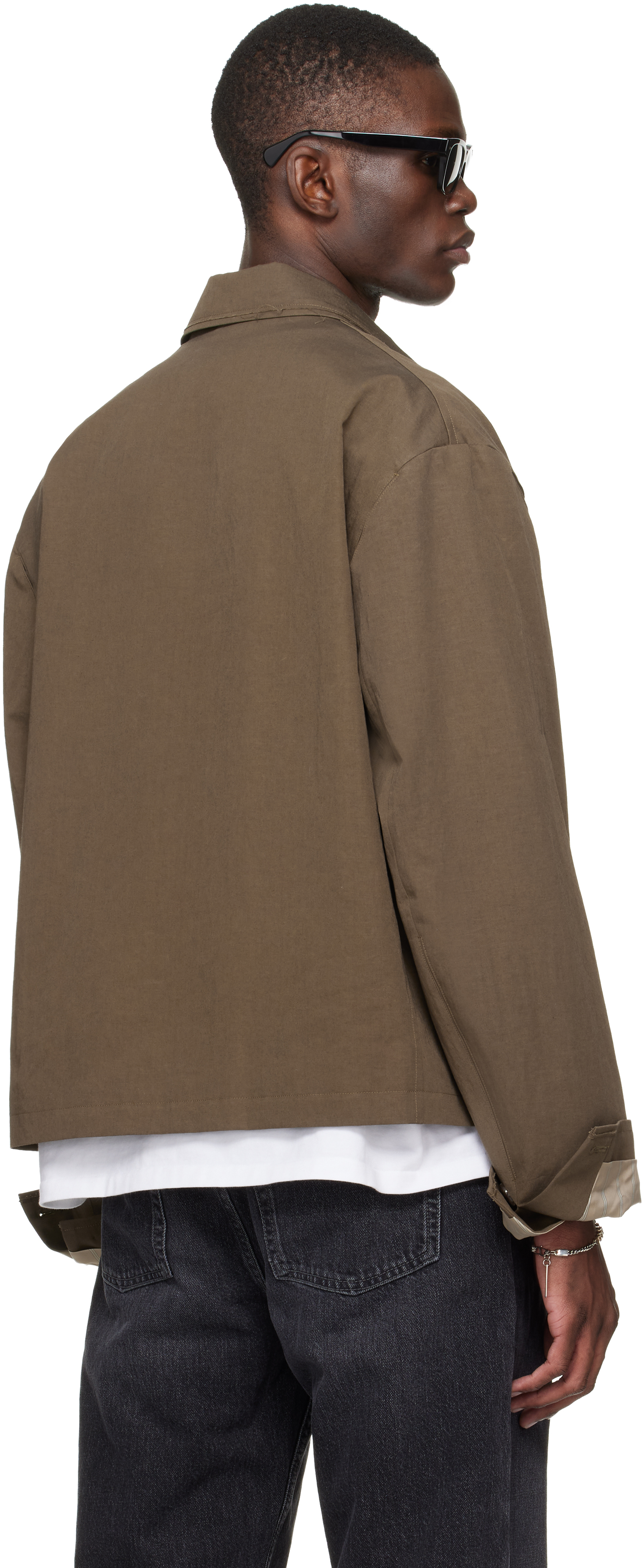 Brown Light Zipped Blouson Jacket