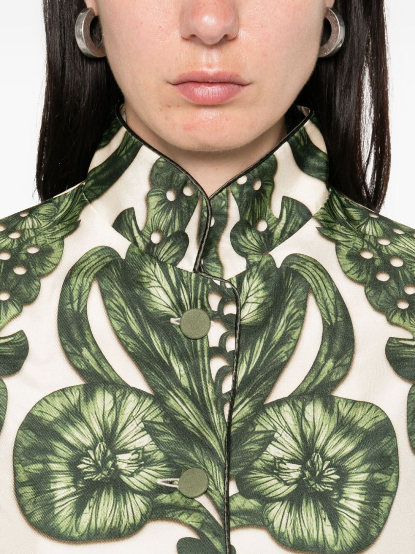 Green Printed silk shirt
