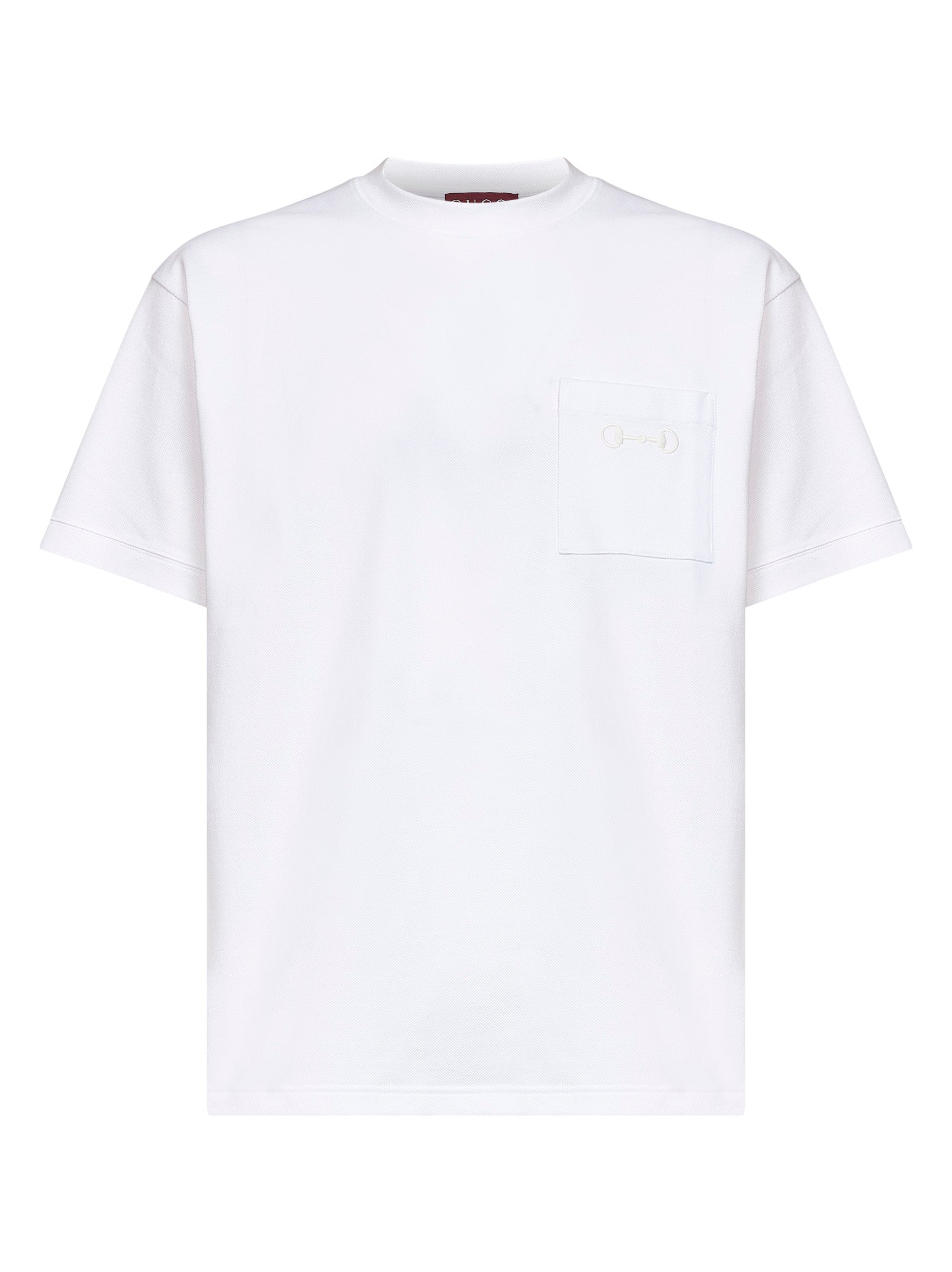 Horsebit-Embroidered Piqué Cotton T-Shirt — White