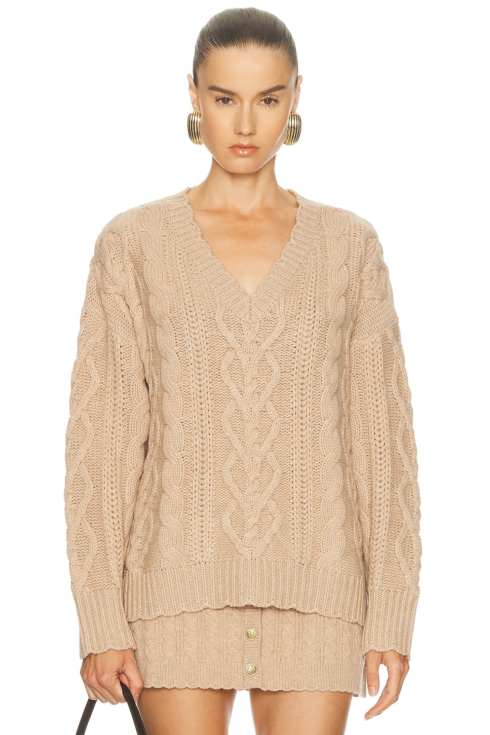 LoveShackFancy Croisette Pullover Sweater in Brown