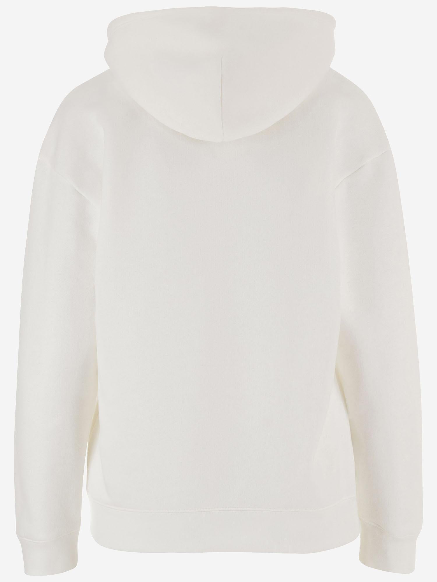 Panther Print Cotton Hoodie — White