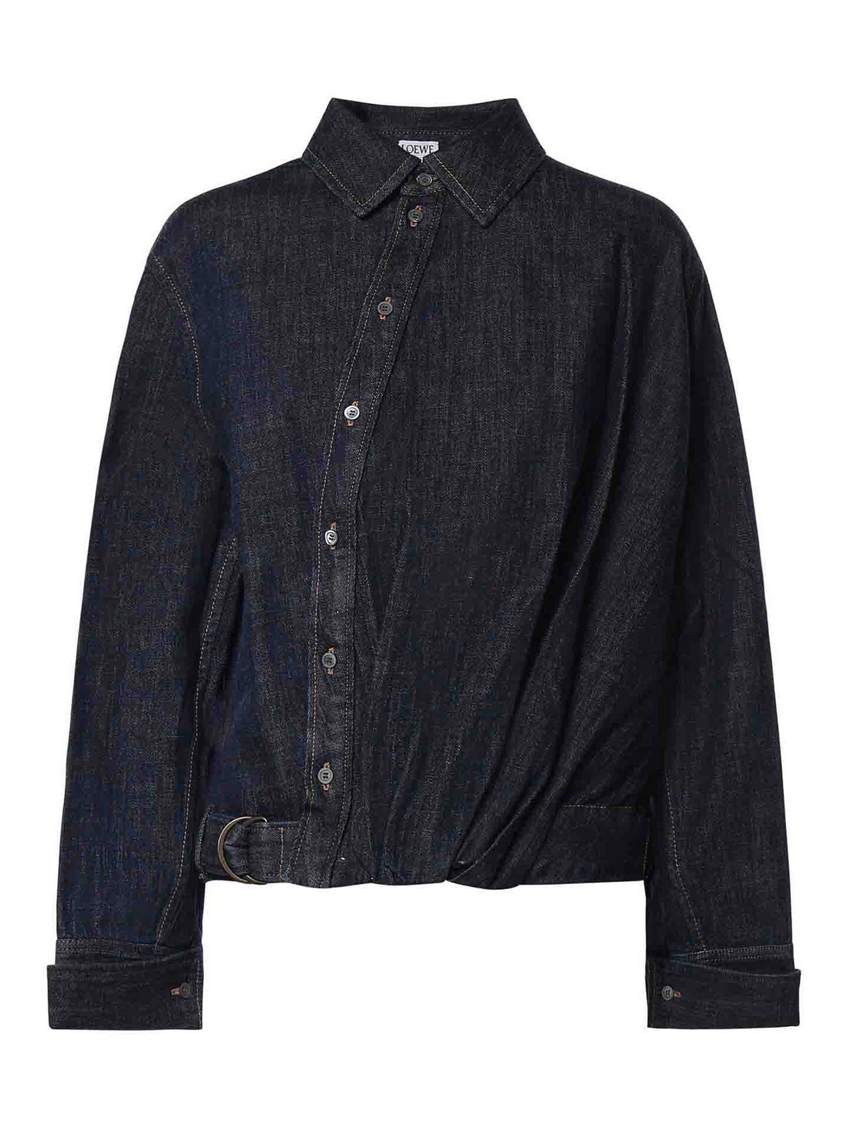 Draped Denim Shirt
