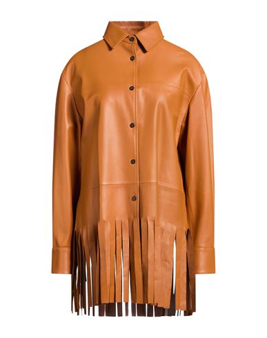 Woman Shirt Tan Size 6 Leather
