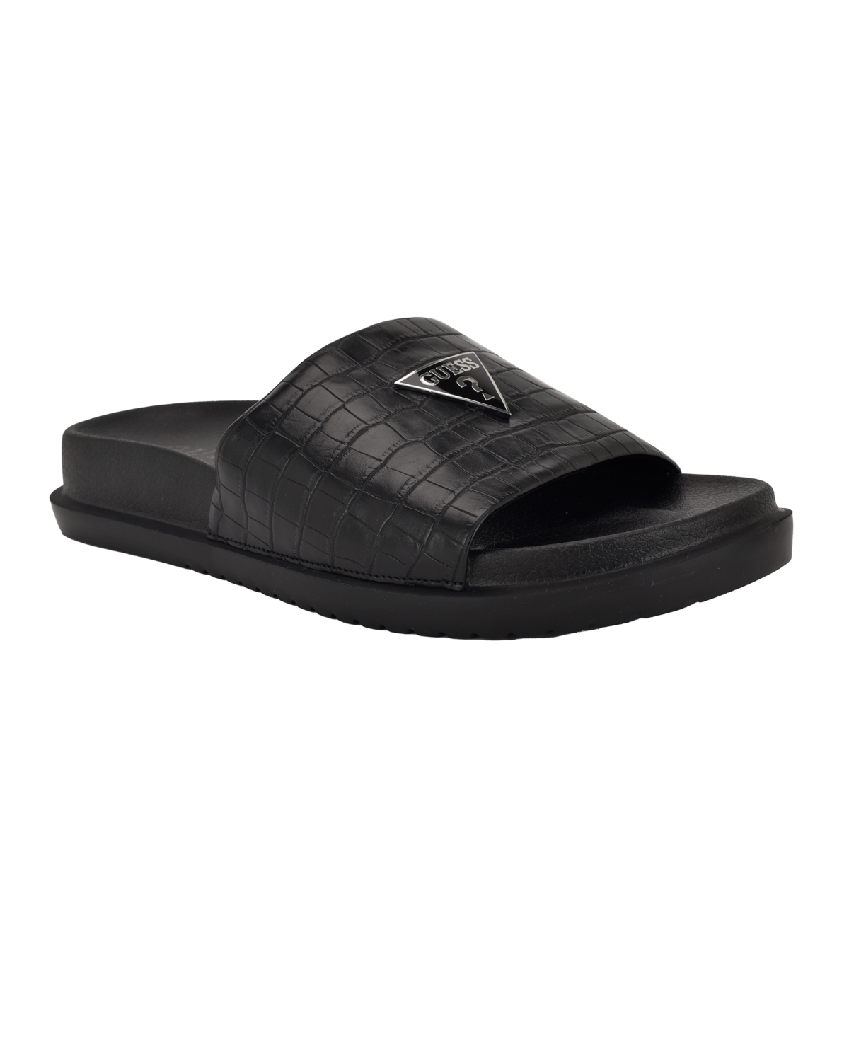 Men's Vesper Branded Slip On Fashion Slides - Black croco