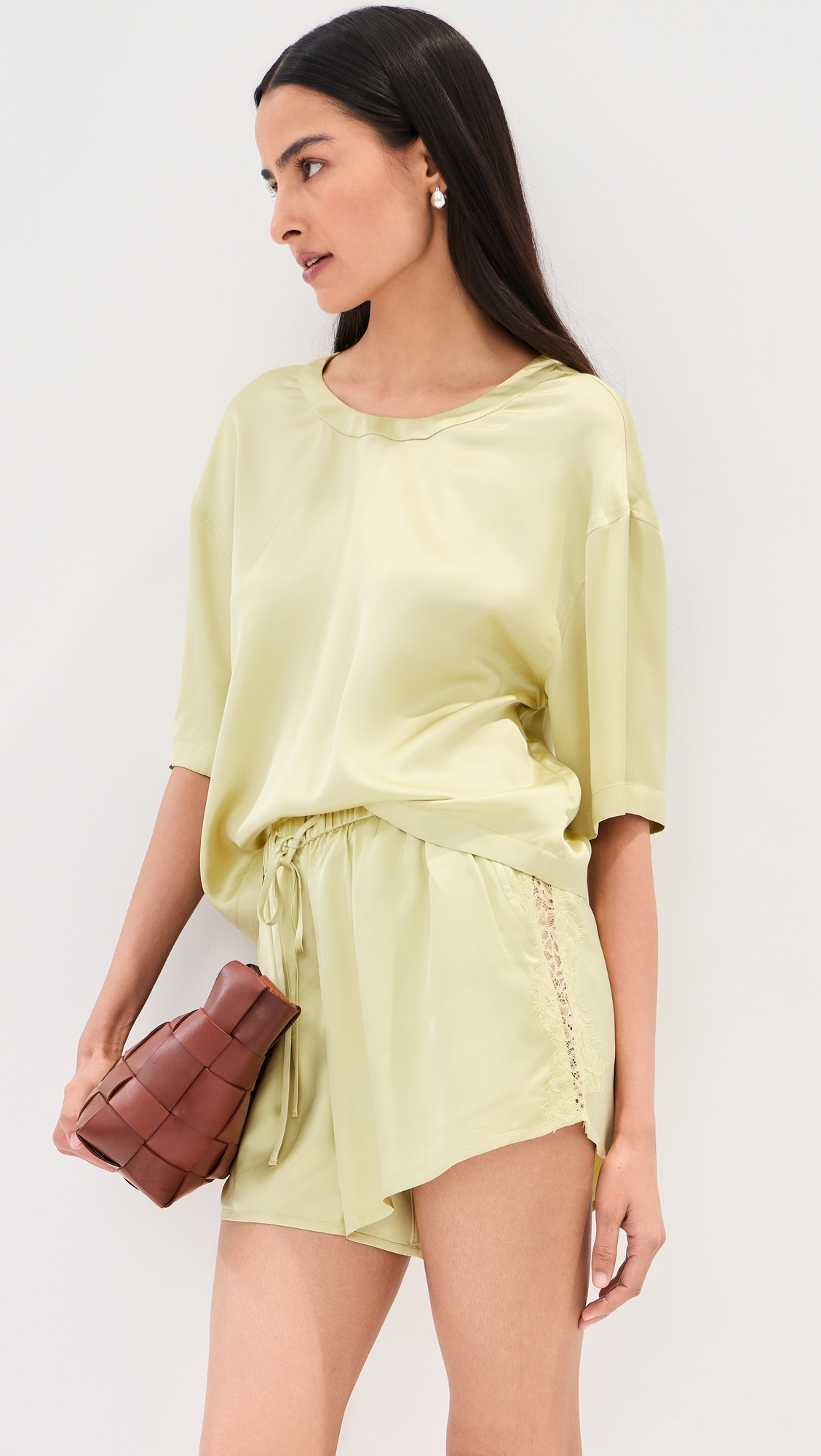 Savannah Satin Shorts Honeydew
