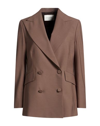 Woman Blazer Khaki Size 2 Polyester, Virgin Wool, Elastane