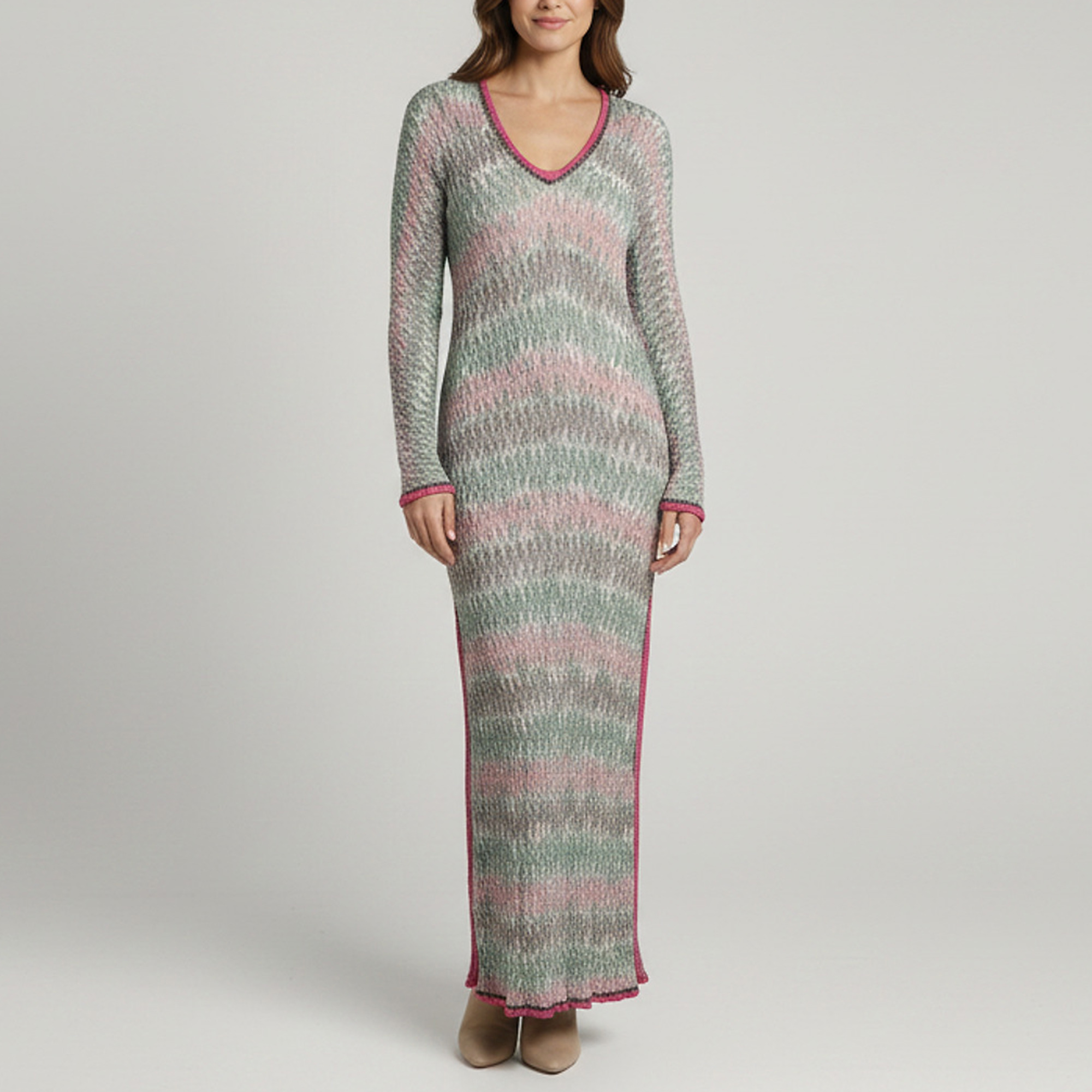 Missoni Multicolor Wave Printed Knit Maxi Dre
