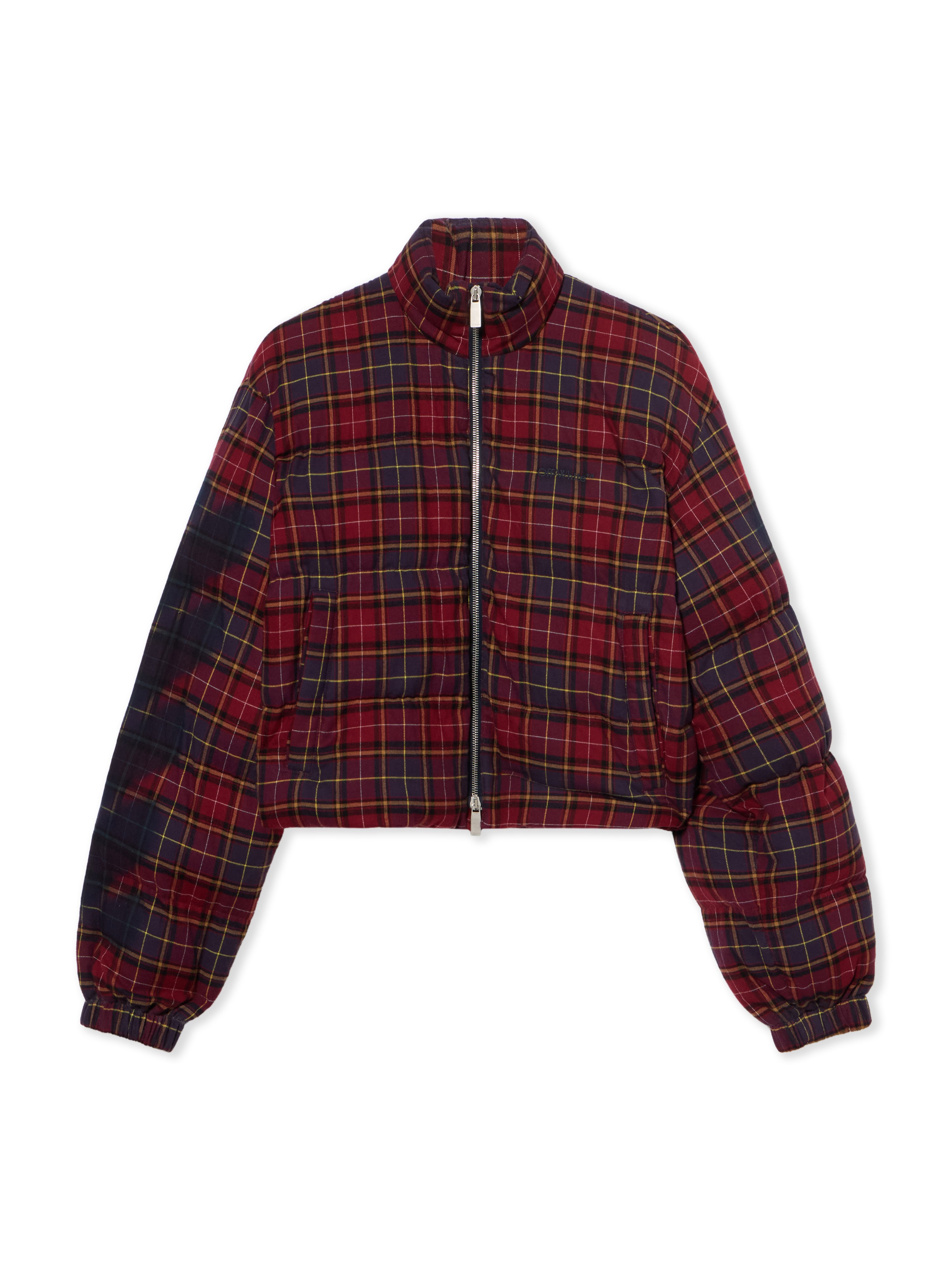 Arrow Spray Check Puffer Jacket - Female Outerwear Bordeaux/purple