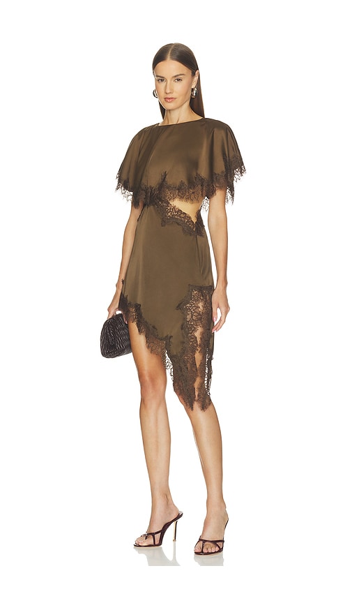 MORE TO COME Gabriella Cutout Mini Dress in Olive. XXS. Also in