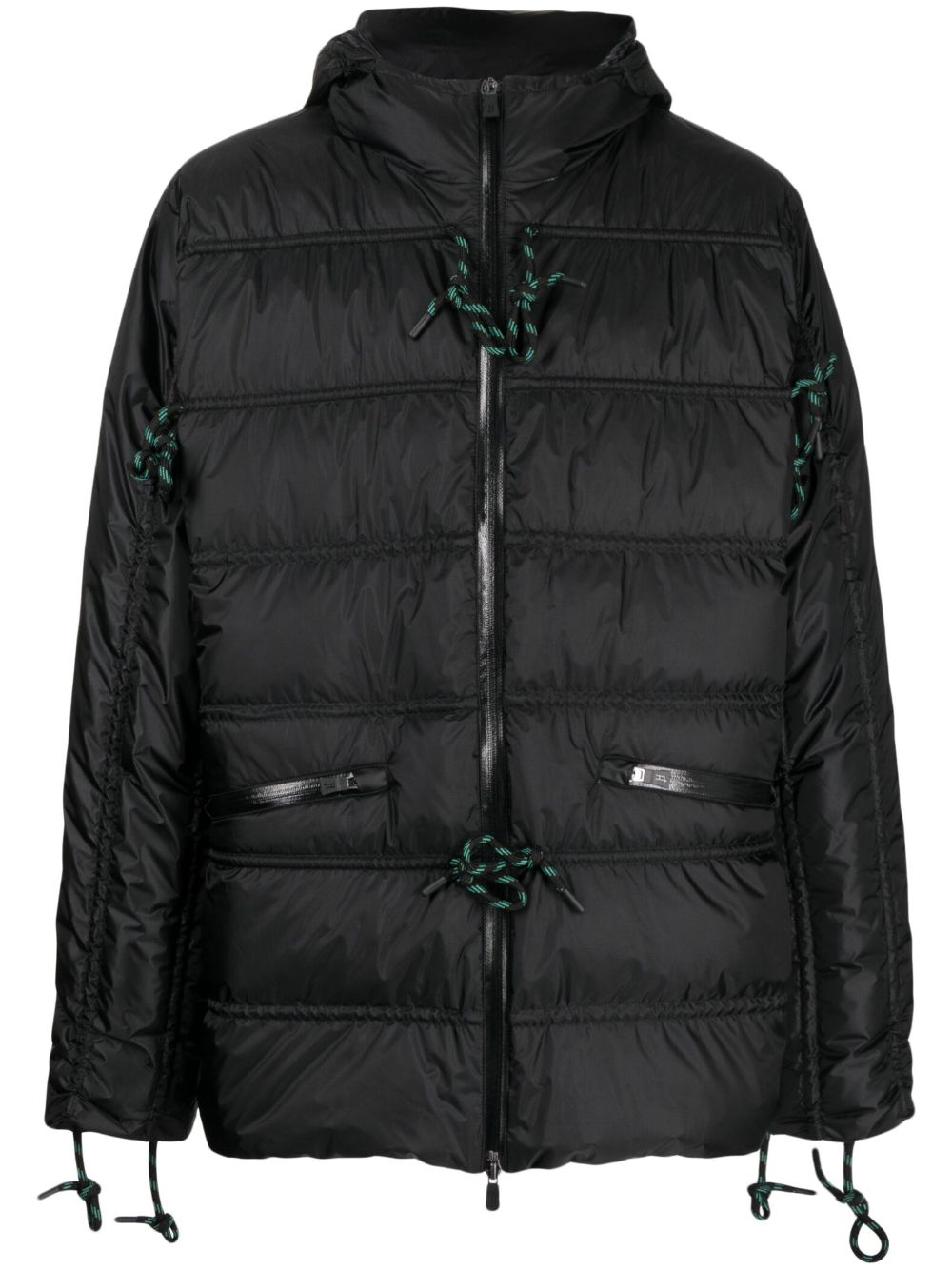 Zipped hooded padded jacket - Black