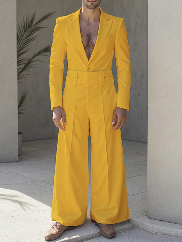 Men's Deconstructed High Waist Casual Two Pieces Outfit SKUL27421 - Yellow / S