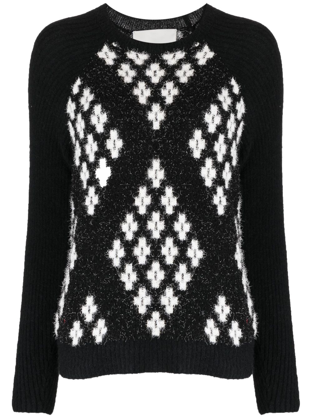 Argyle-check knitted jumper - Black